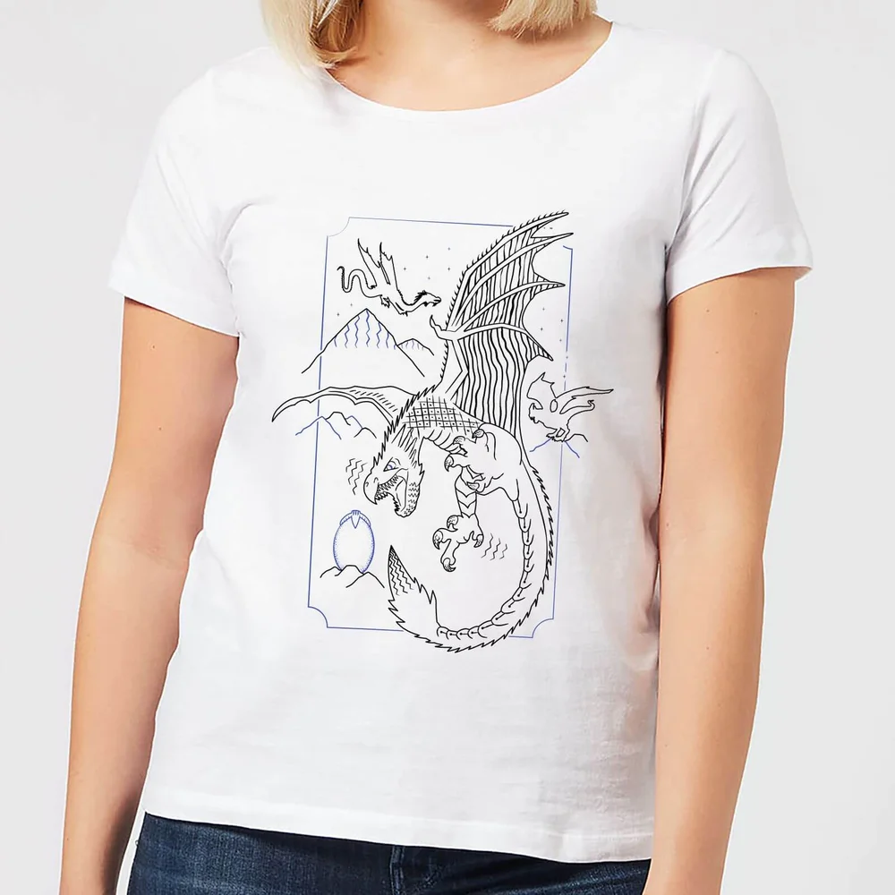 Harry Potter Dragon Line Art Damen T-Shirt - Weiß - S - Weiß Bild 1