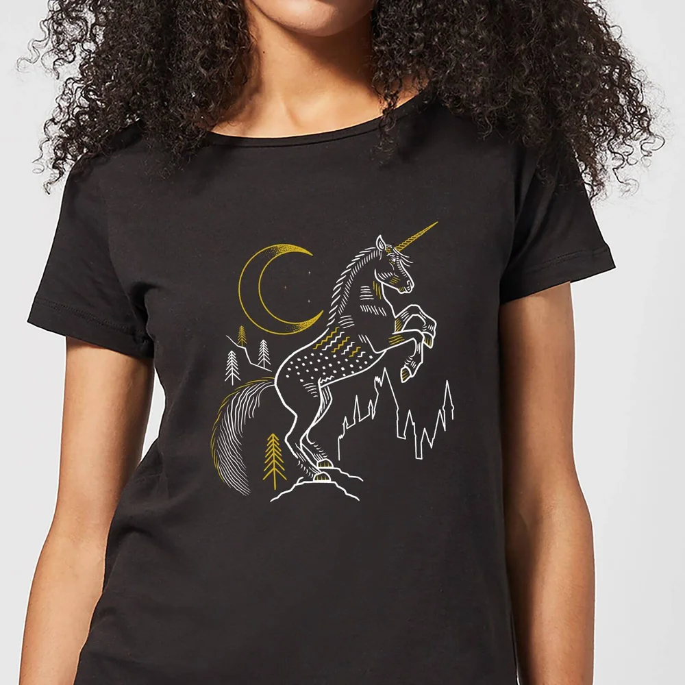 Harry Potter Unicorn Line Art Damen T-Shirt - Schwarz - S - Schwarz Bild 1