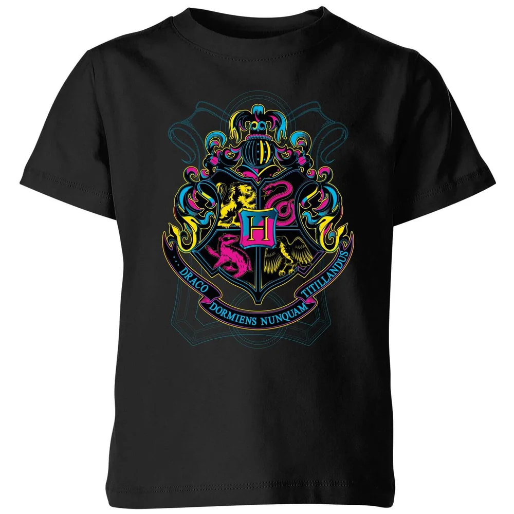 Harry Potter Neon Hogwarts Crest Kinder T-Shirt - Schwarz - 3-4 Jahre - Schwarz Bild 1