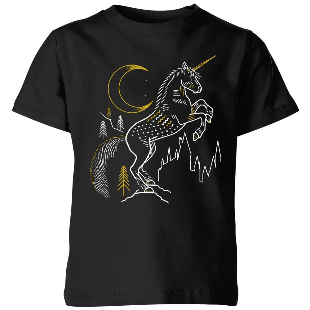 Harry Potter Unicorn Line Art Kinder T-Shirt - Schwarz - 3-4 Jahre - Schwarz Bild 1