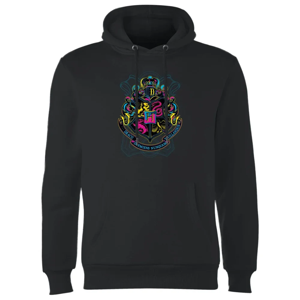 Harry Potter Neon Hogwarts Crest Hoodie - Schwarz - S - Schwarz Bild 1