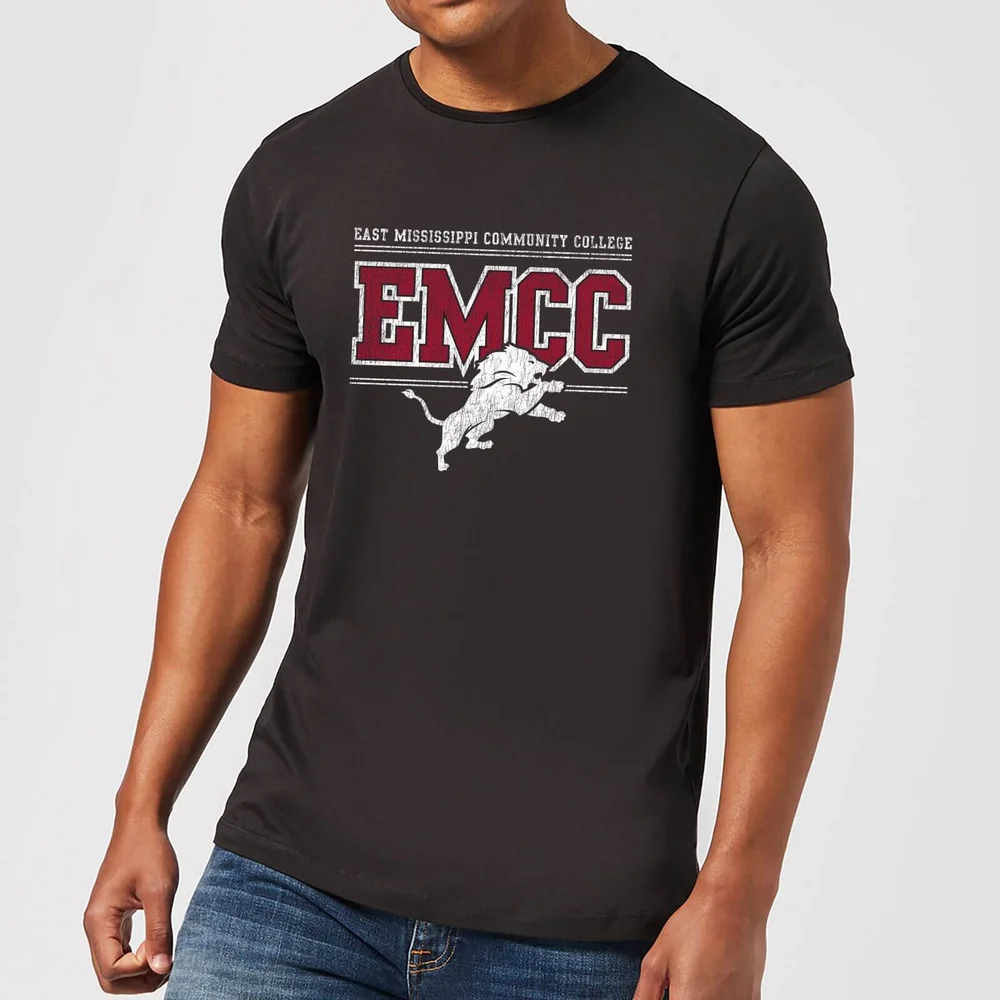 East Mississippi Community College Distressed Lion Men's T-Shirt - Black - S Bild 1