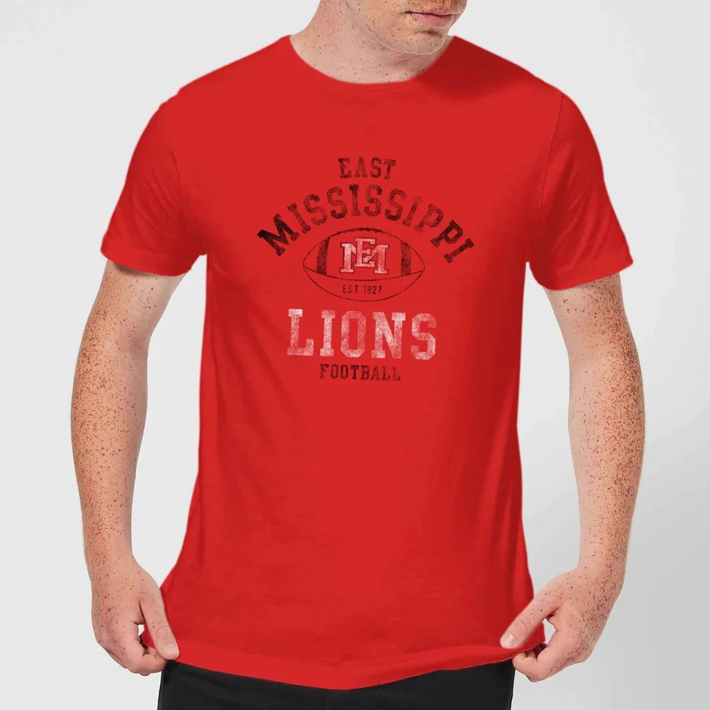 East Mississippi Community College Lions Football Distressed Men's T-Shirt - Red - S Bild 1