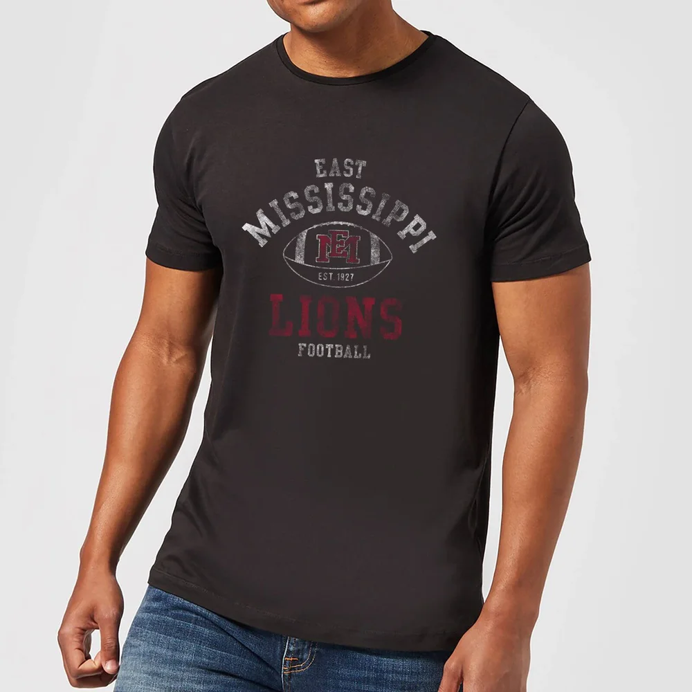 East Mississippi Community College Lions Football Distressed Men's T-Shirt - Black - S Bild 1