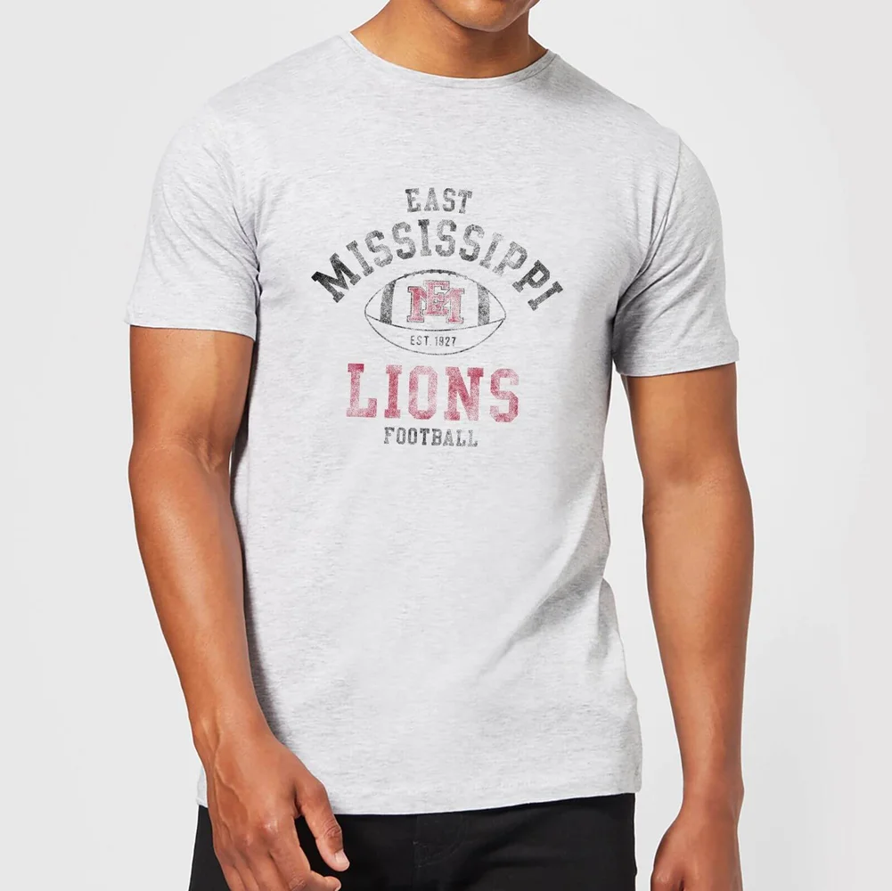 East Mississippi Community College Lions Distressed Football Men's T-Shirt - Grey - S Bild 1