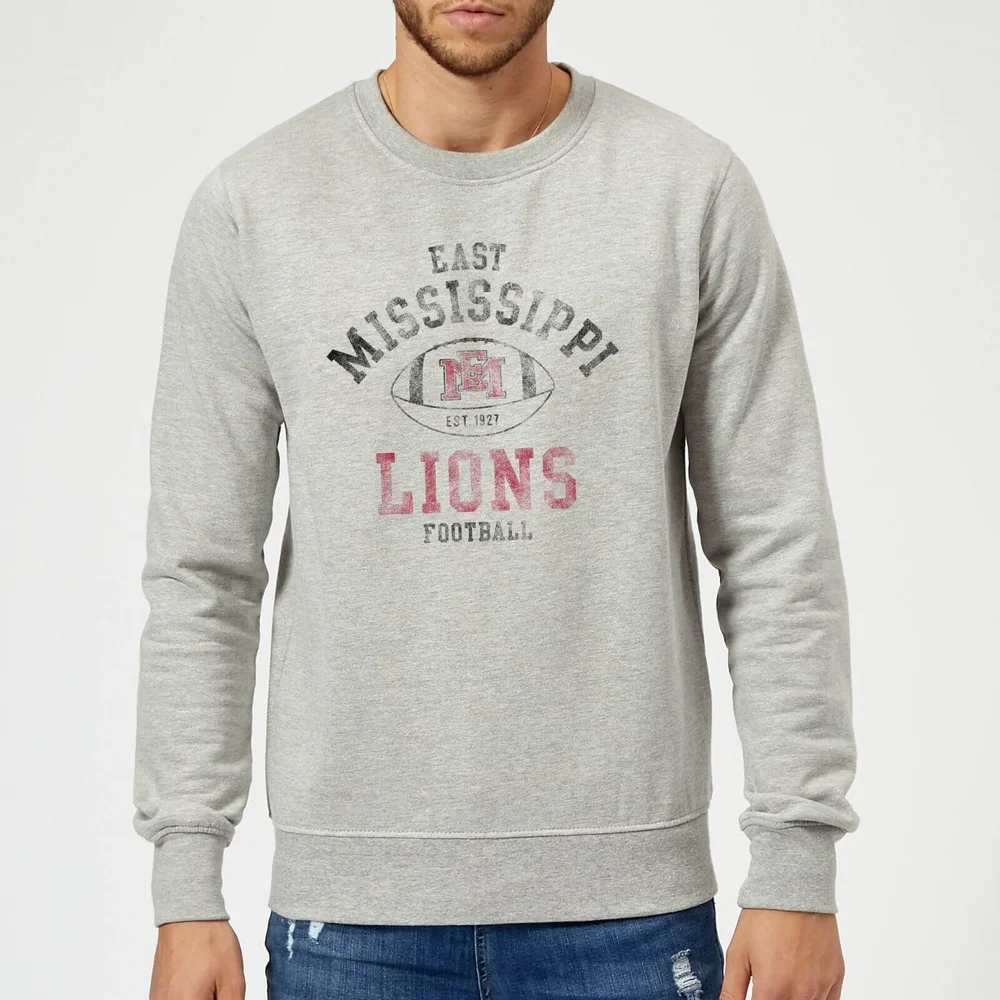 East Mississippi Community College Lions Distressed Football Sweatshirt - Grey - S Bild 1