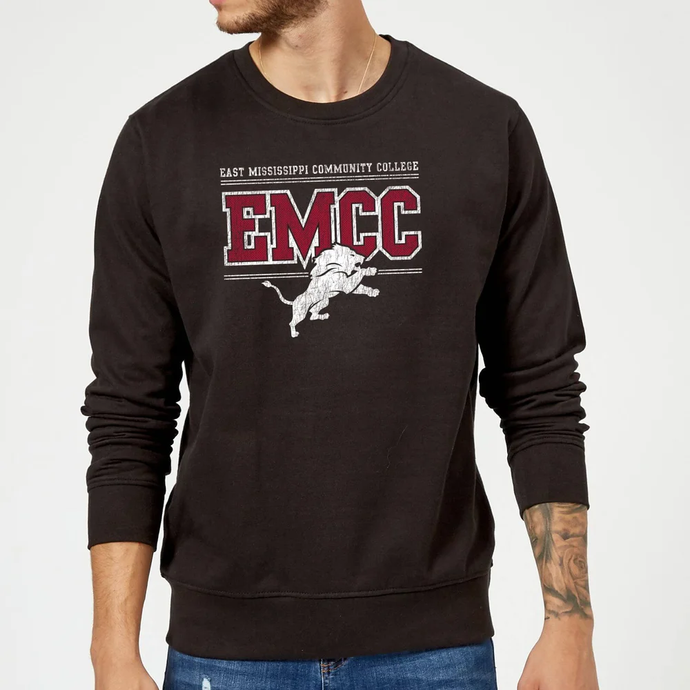 East Mississippi Community College Distressed Lion Sweatshirt - Black - S Bild 1