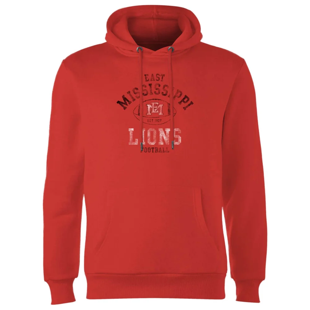 East Mississippi Community College Lions Football Distressed Hoodie - Red - S - Rot Bild 1