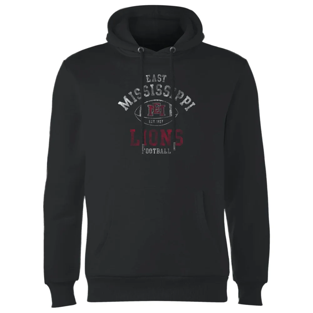 East Mississippi Community College Lions Football Distressed Hoodie - Black - S Bild 1