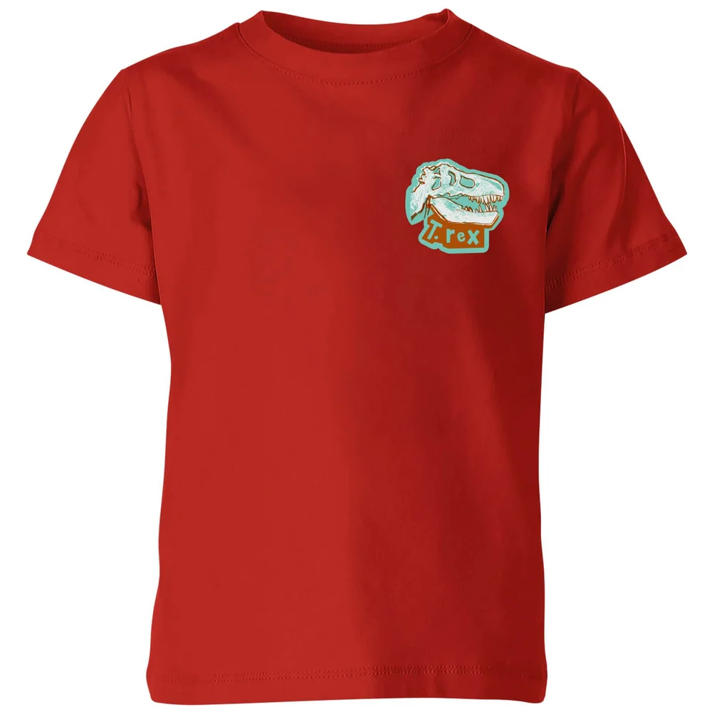 Natural History Museum T-Rex Badge Kids' T-Shirt - Red - 3-4 Jahre - Rot Bild 1