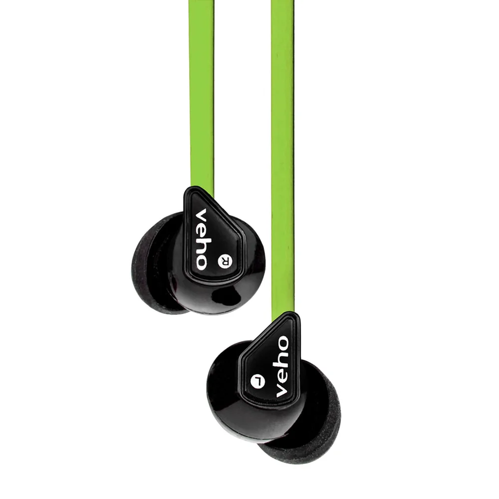 Veho Z1 Noise Isolating Stereo Earphones with Flat Flex Anti Tangle Cord - Green Bild 1