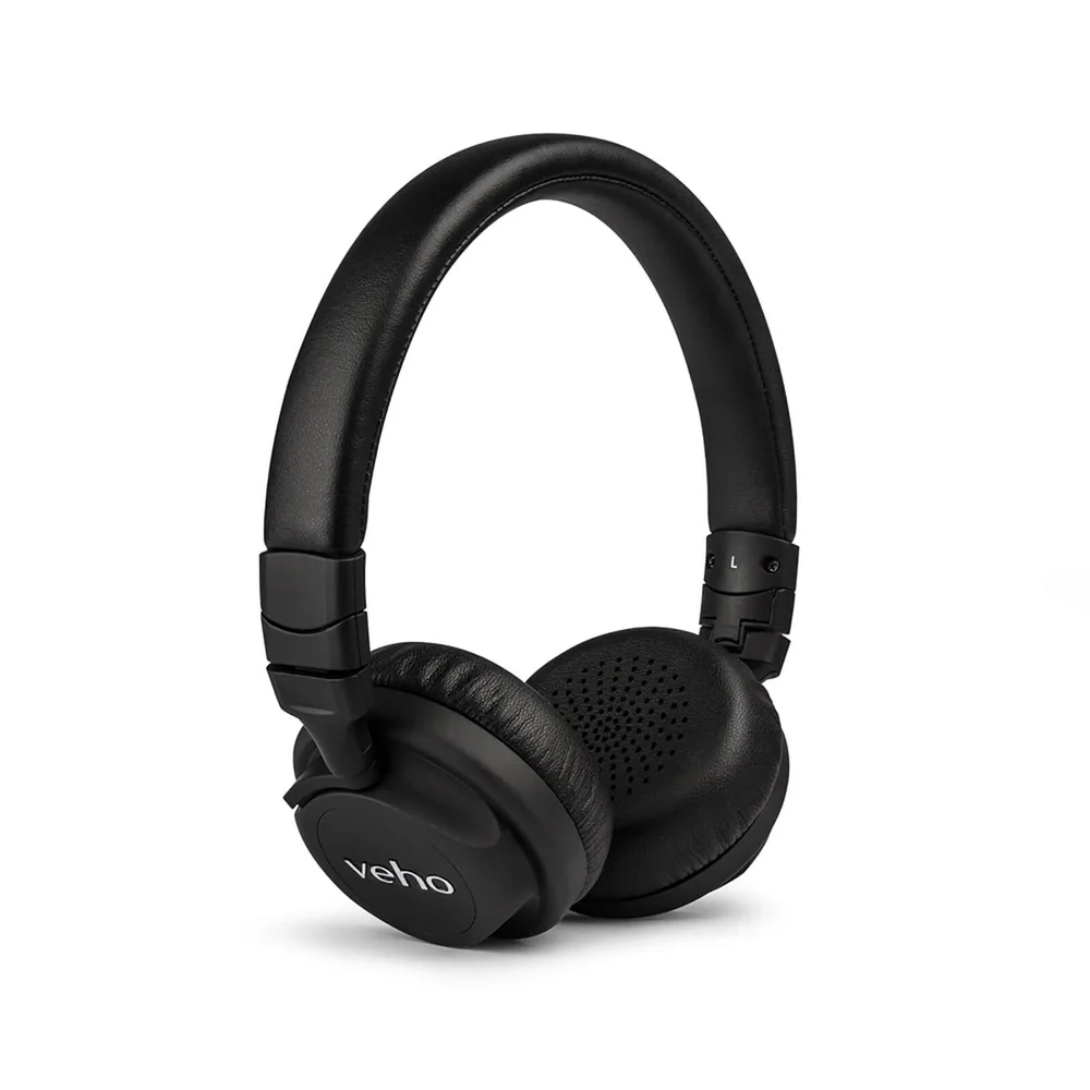 Veho Z4 On Ear Leather Finish Foldable Headphones with In-Line Control and Microphone - Black Bild 1