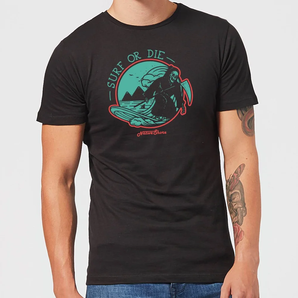Native Shore Surf Or Die Men's T-Shirt - Black - 5XL Bild 1