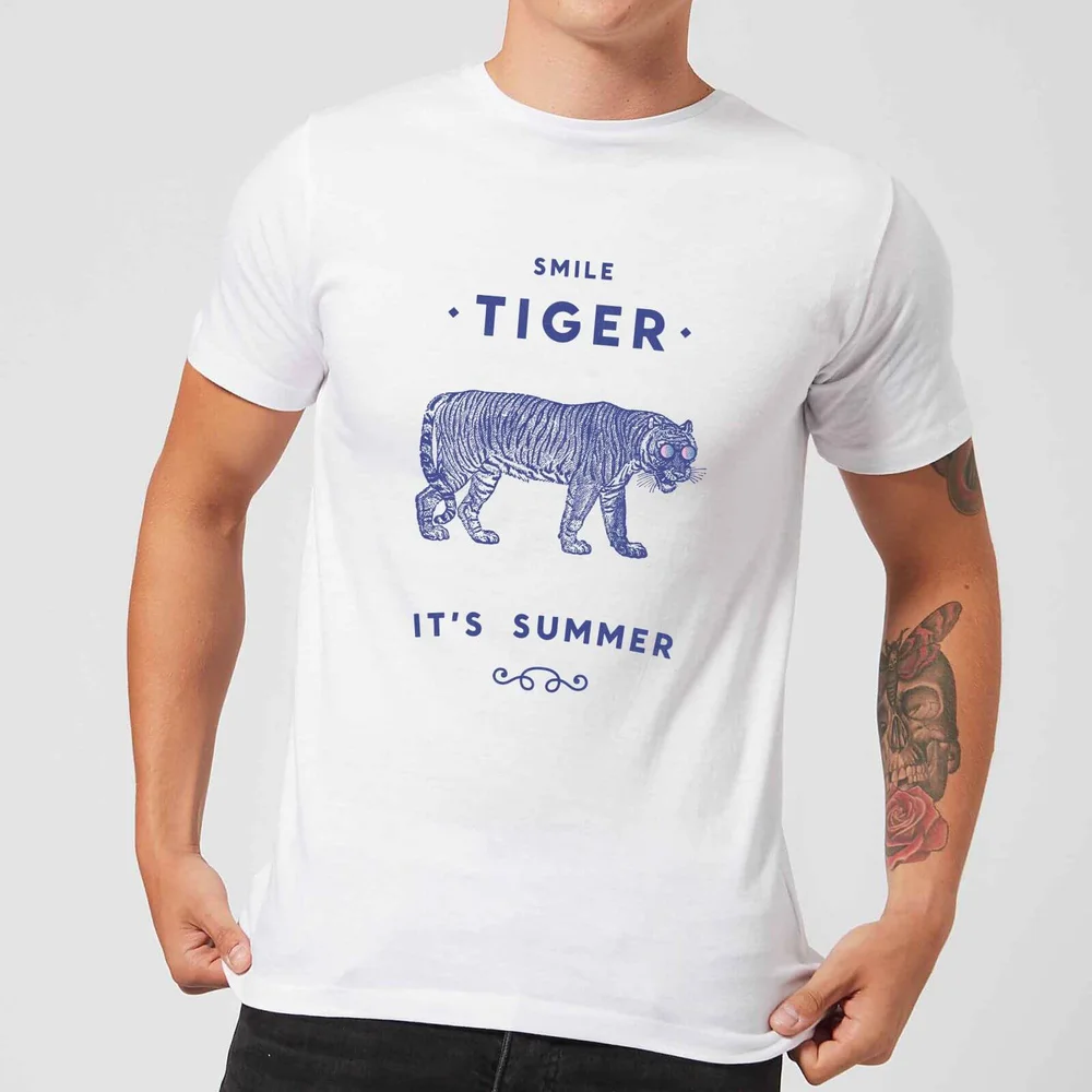 Florent Bodart Smile Tiger Men's T-Shirt - White - 5XL Bild 1