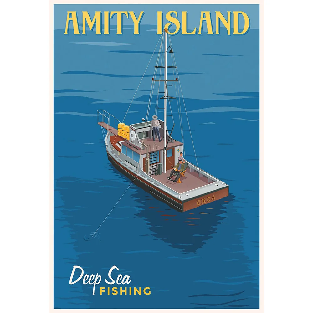 Jaws "Deep Sea Fishing" by Steve Thomas Limited Edition 13 x 19 Inch Fine Art Giclee - SDCC Exclusive Bild 1