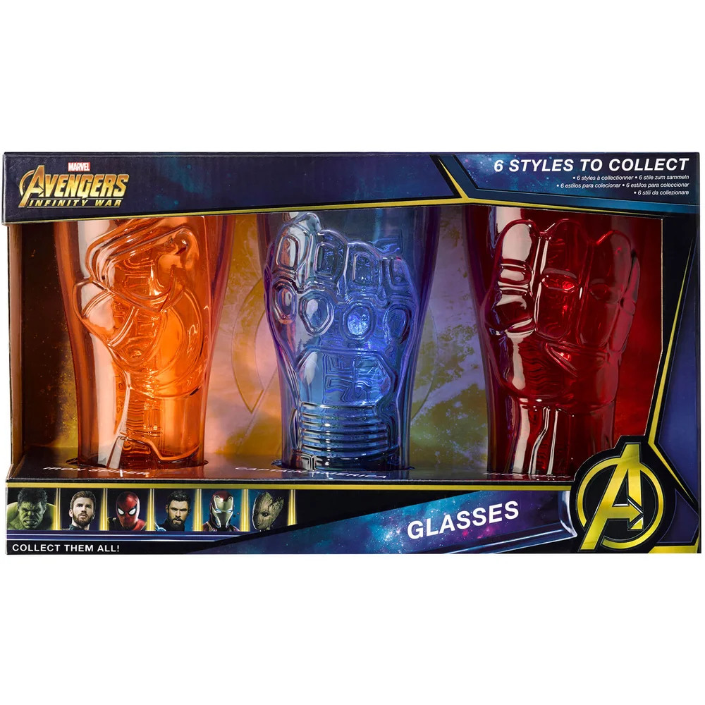 Meta Merch Marvel Infinity Stone Gläser – Iron Man, Captain America und Iron Spider Bild 1