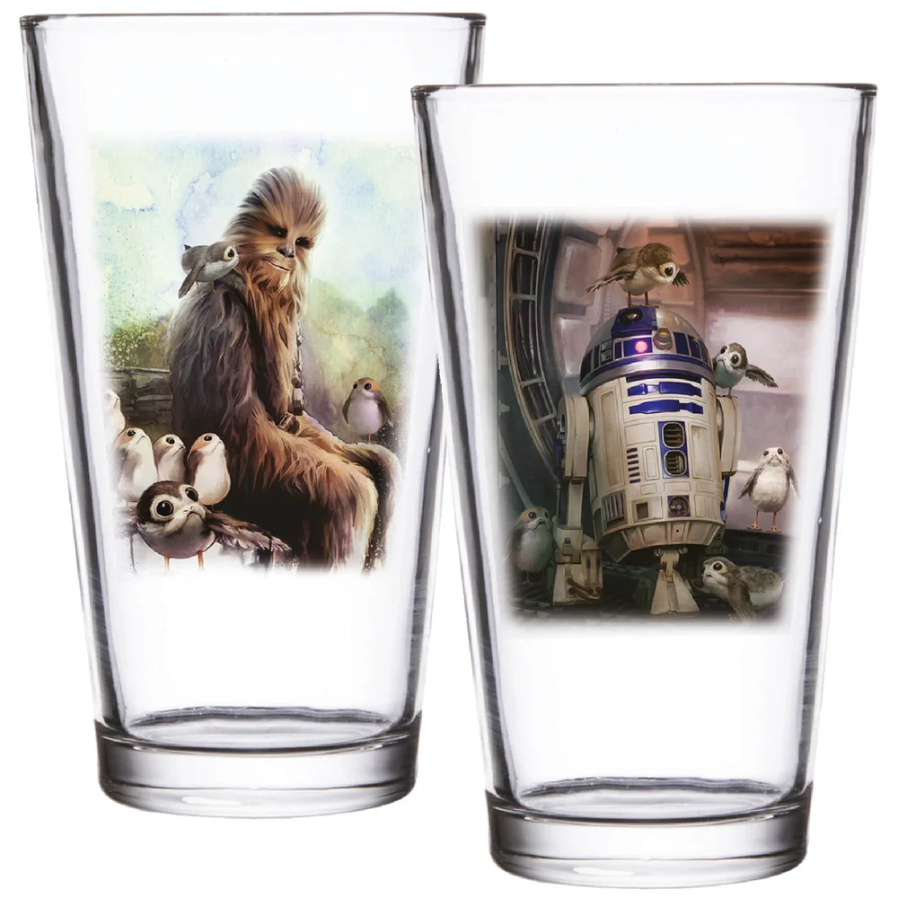 Star Wars: EPVIII Die letzten Jedi Set aus 2 Halblitergläsern - Chewbacca & R2-D2-Szene Bild 1