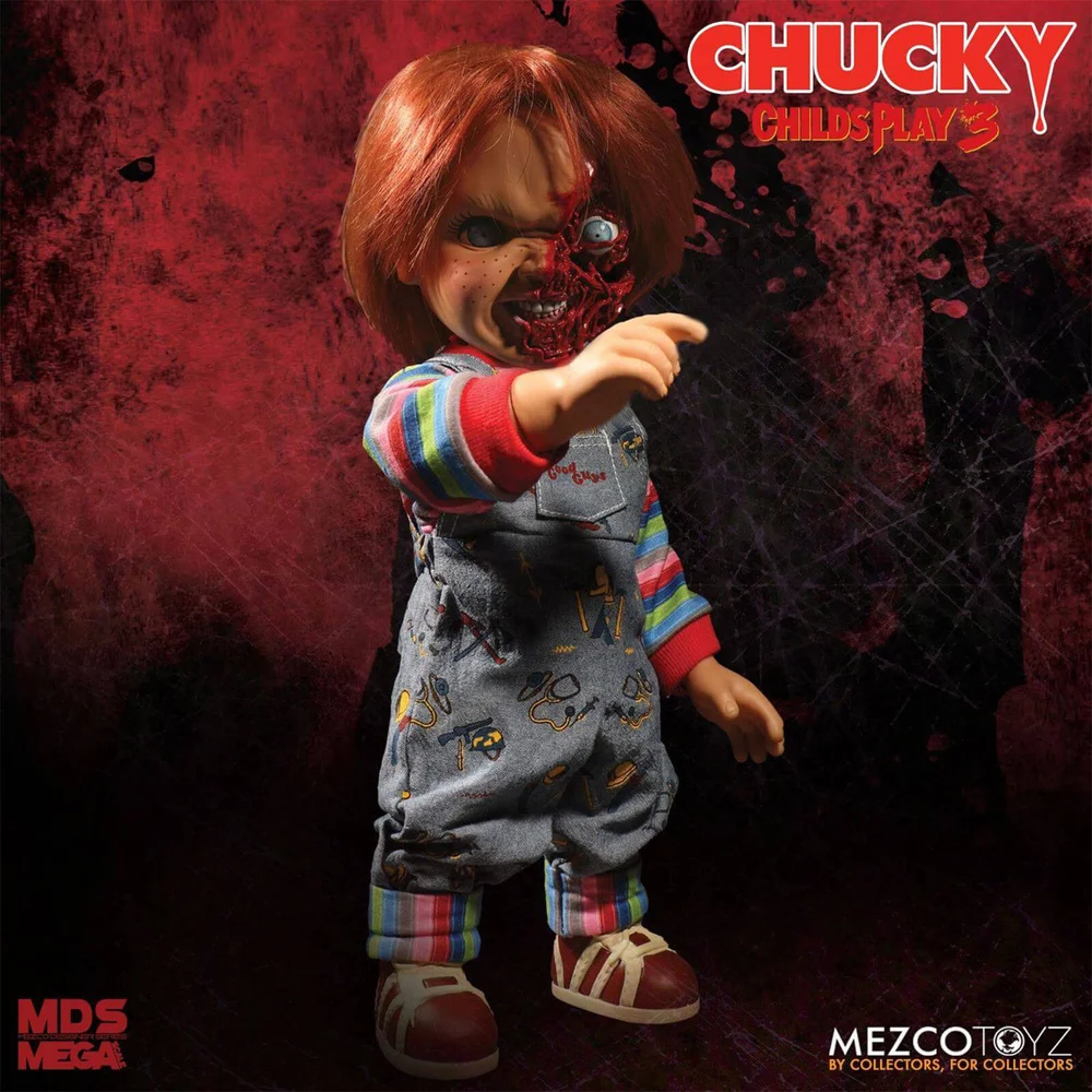 Mezco Child's Play Pizza Face Chucky Talking Puppe 113 cm Bild 1