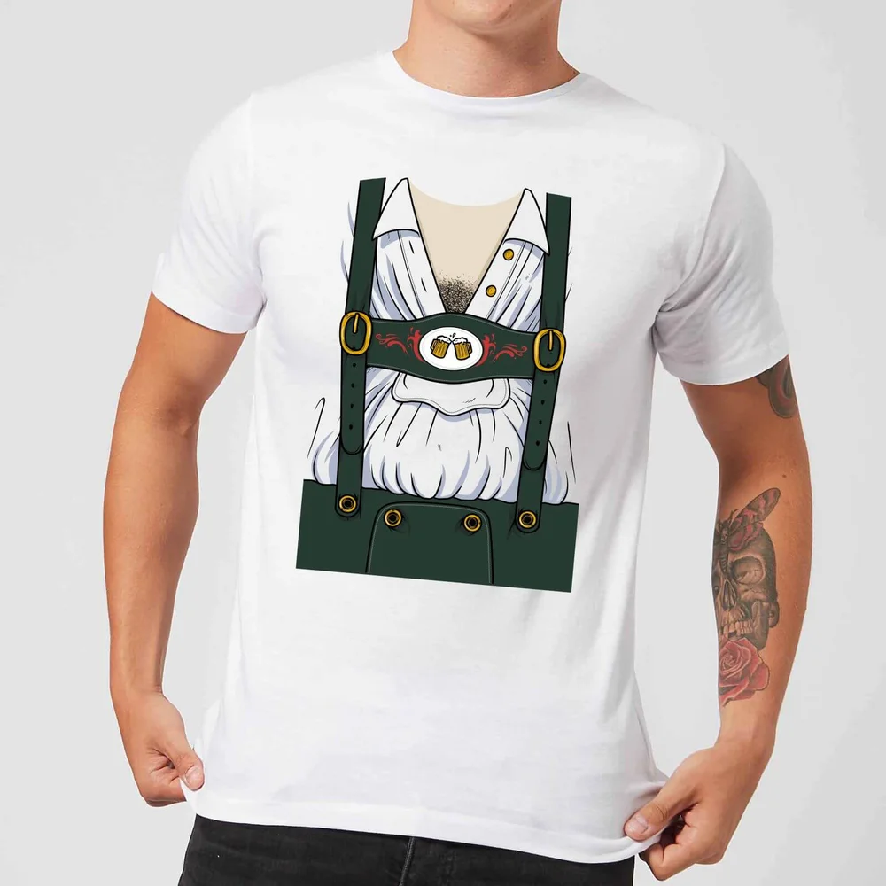 Oktoberfest Lederhosen Herren T-Shirt - Weiß - S - Weiß Bild 1