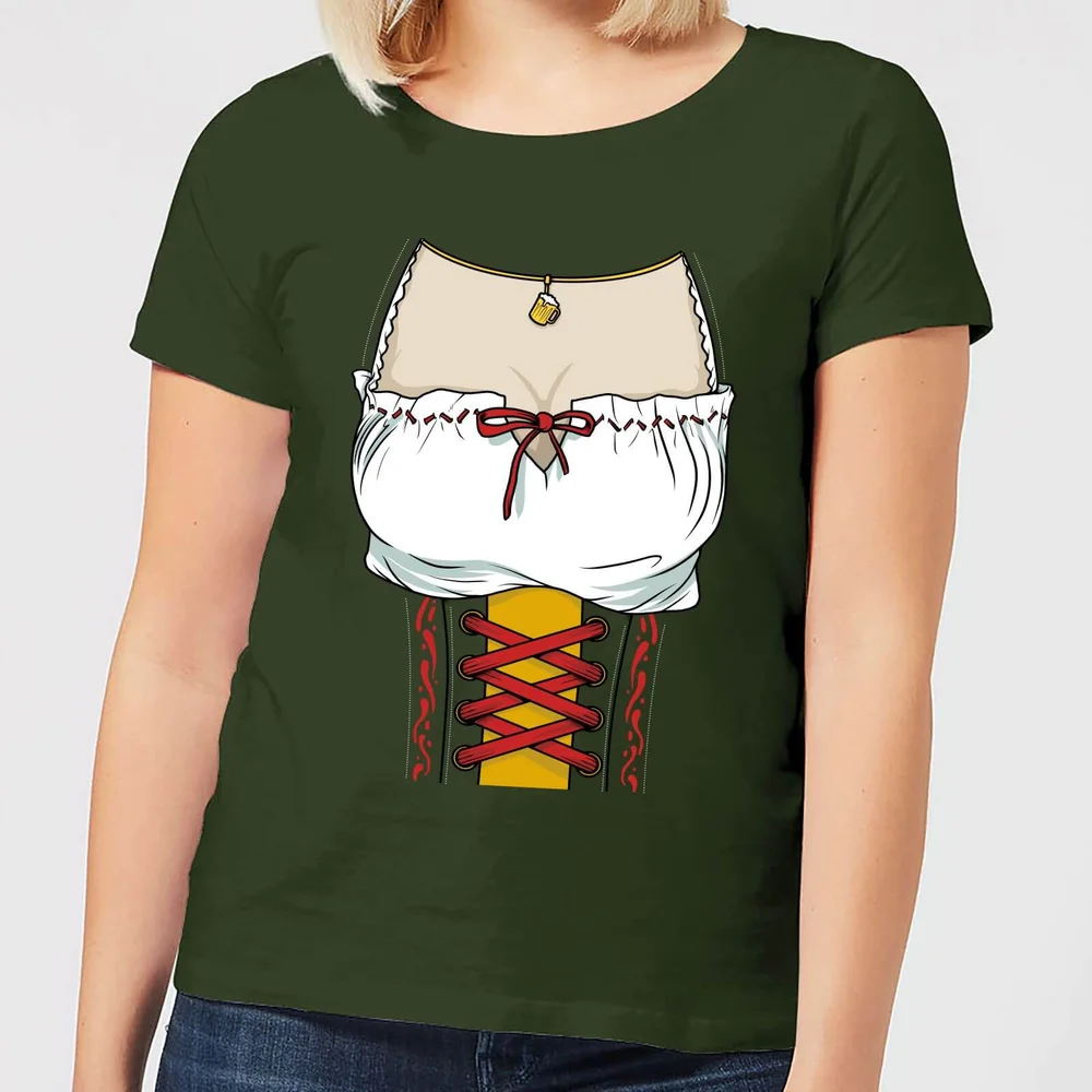 Oktoberfest Chest Damen T-Shirt - Dunkelgrün - S - Waldgrün Bild 1