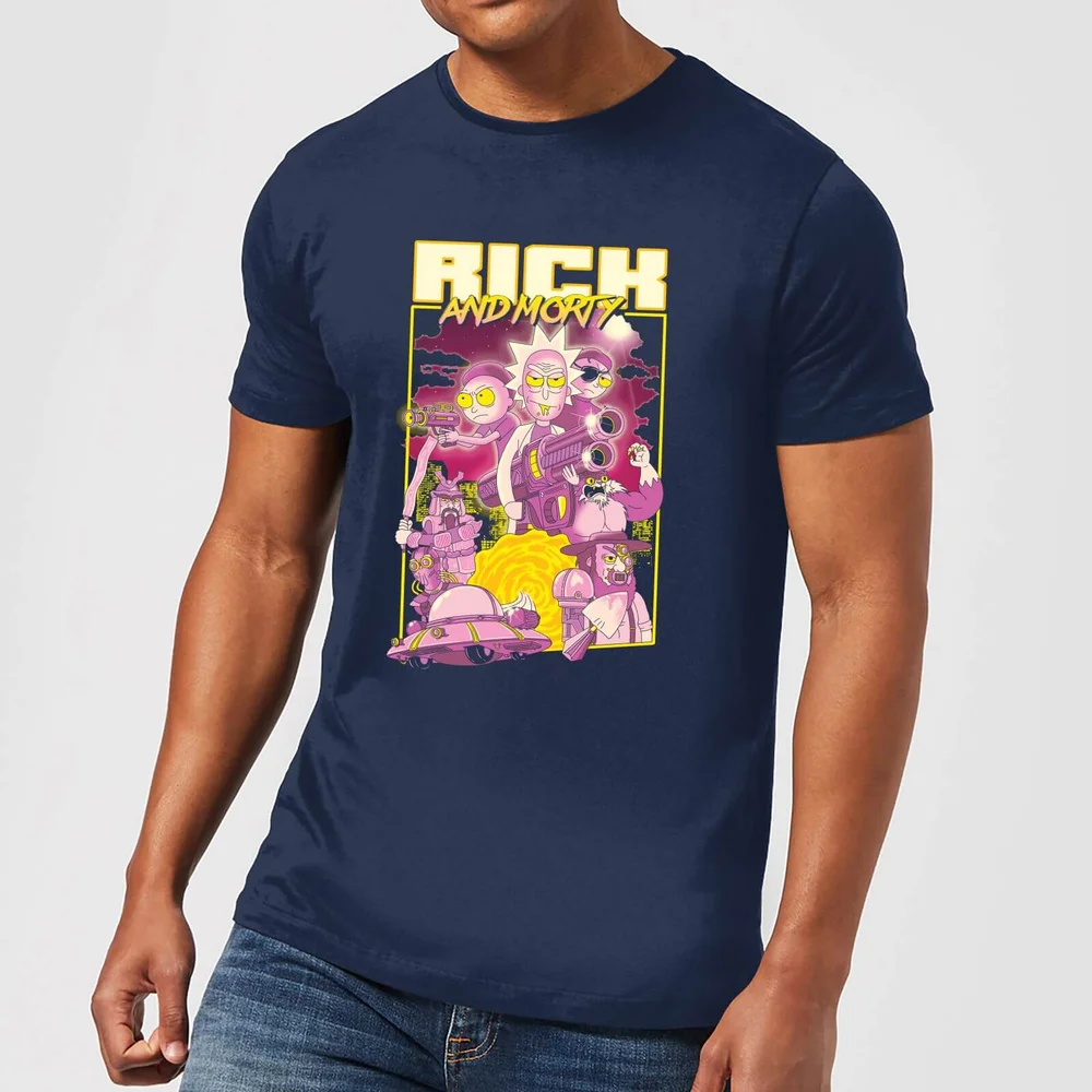 Rick and Morty 80s Poster Herren T-Shirt - Navy Blau - S Bild 1