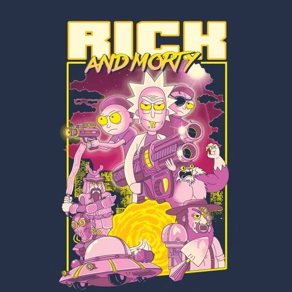 Rick and Morty 80s Poster Damen T-Shirt - Navy Blau