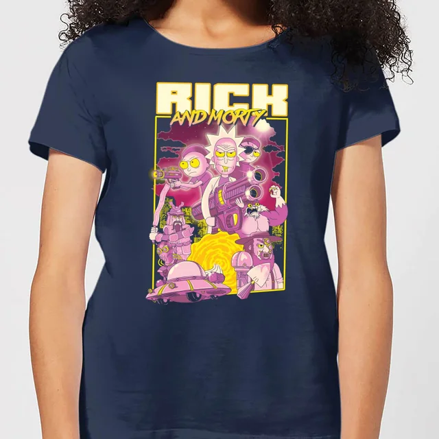 Rick and Morty 80s Poster Damen T-Shirt - Navy Blau