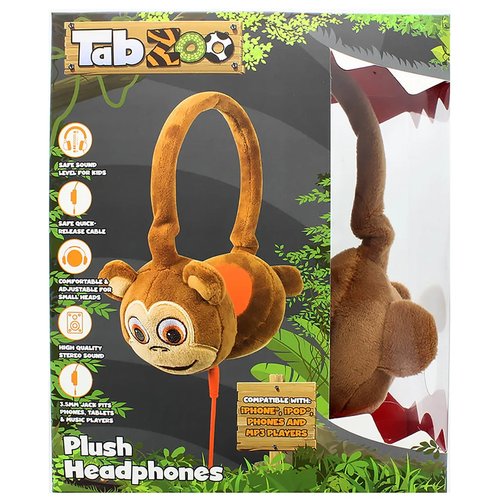 TabZoo Plush Monkey Childrens Wired Headphones Bild 1