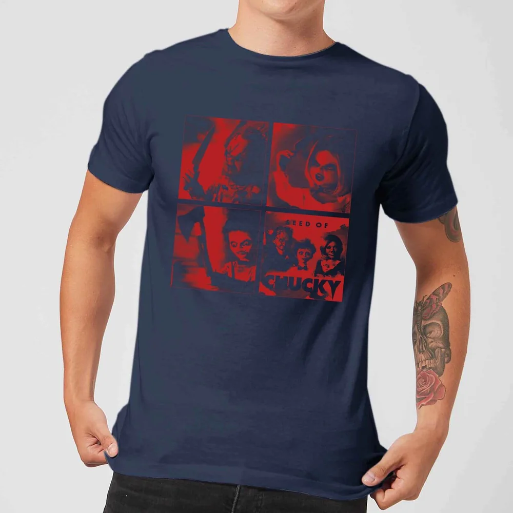 Chucky Family Photo Herren T-Shirt - Navy Blau - S Bild 1