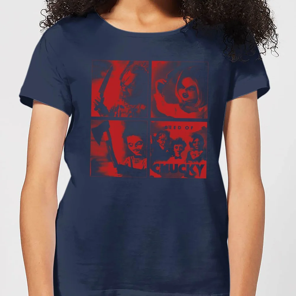 Chucky Family Photo Damen T-Shirt - Navy Blau - S Bild 1