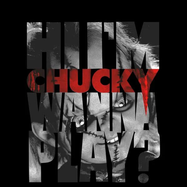 Chucky Typographic Damen T-Shirt - Schwarz