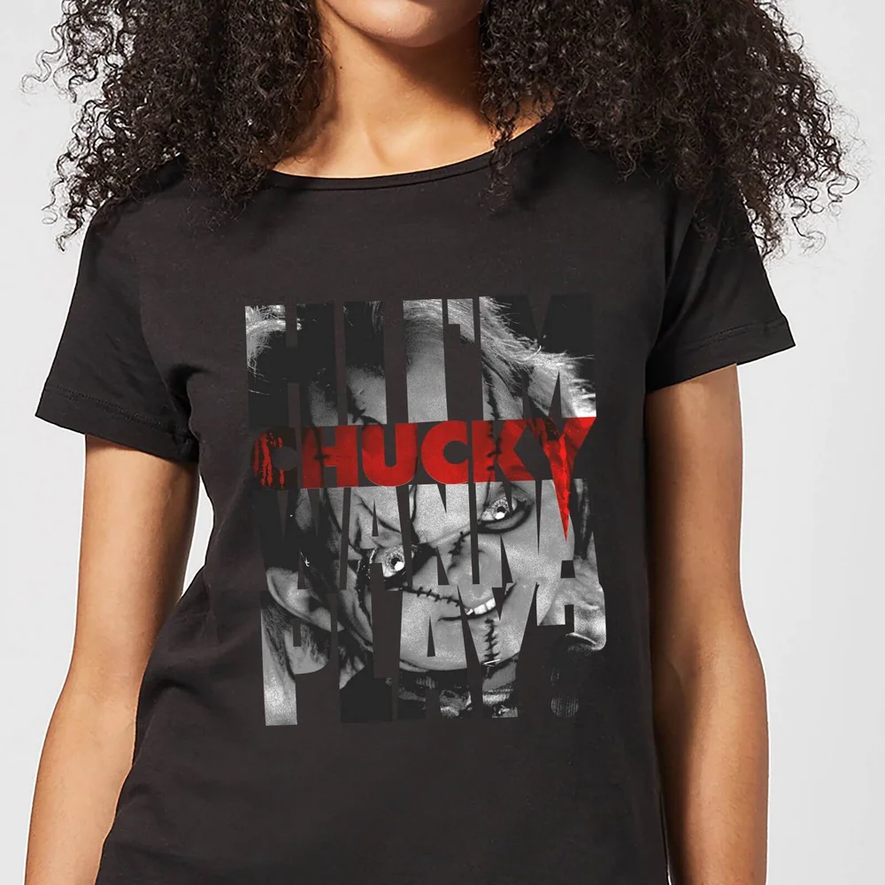 Chucky Typographic Damen T-Shirt - Schwarz - S Bild 1