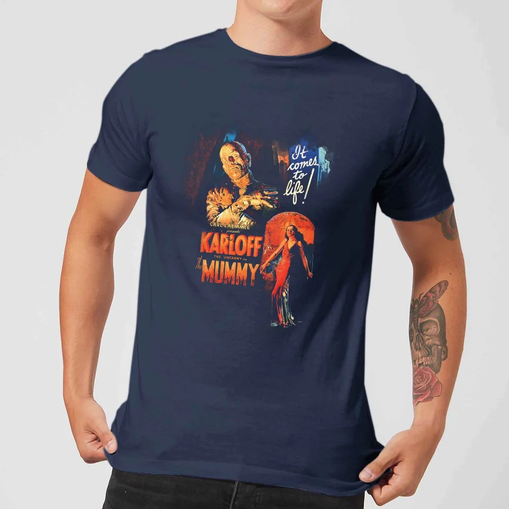 Universal Monsters Die Mumie Vintage Poster Herren T-Shirt - Navy Blau - S Bild 1