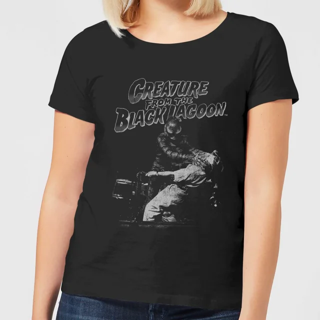 Universal Monsters Der Schrecken Vom Amazonas Schwarz And Weiß Damen T-Shirt - Schwarz