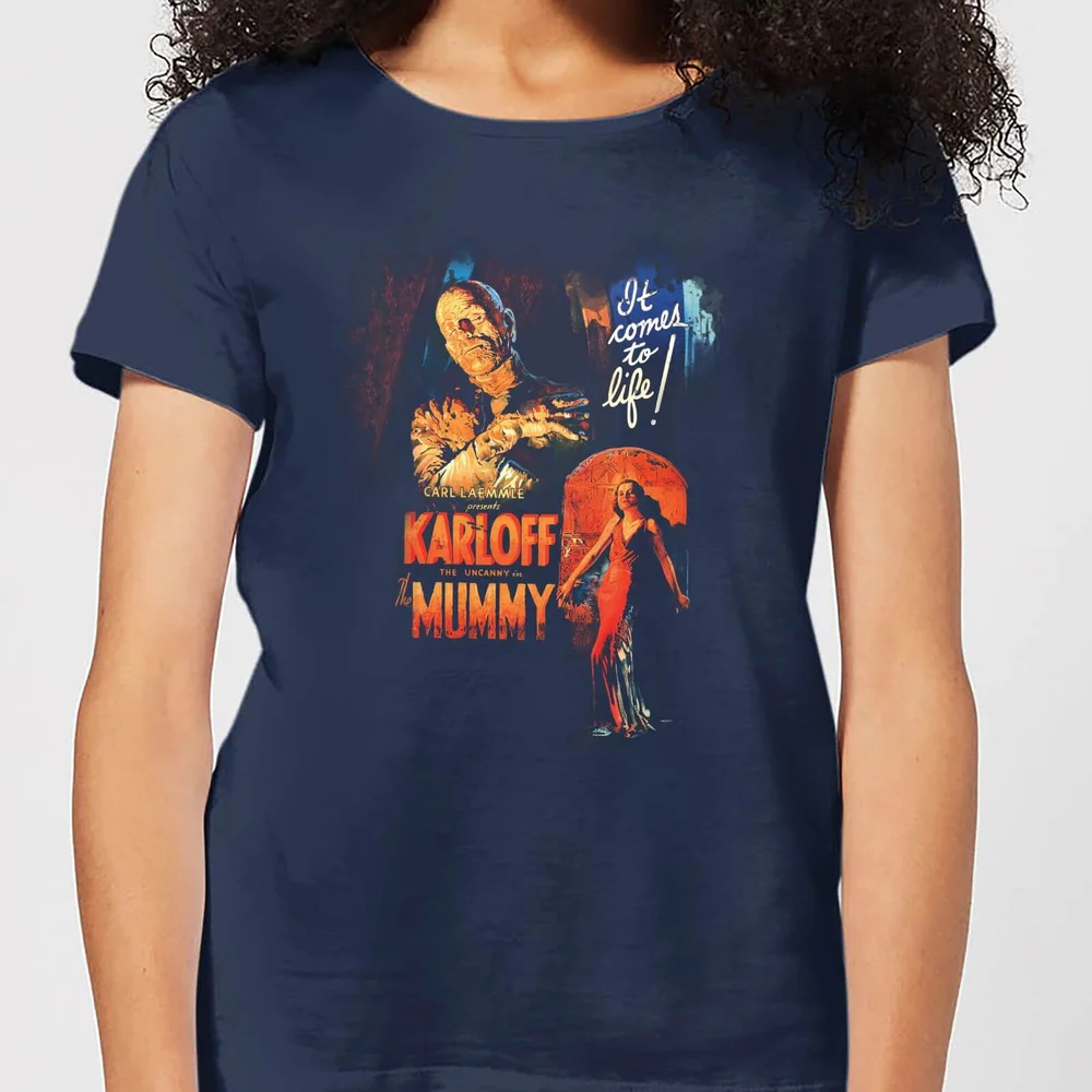 Universal Monsters Die Mumie Vintage Poster Damen T-Shirt - Navy Blau - S Bild 1
