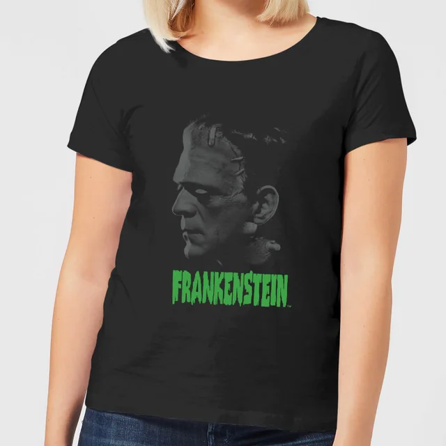 Universal Monsters Frankenstein Grauscale Damen T-Shirt - Schwarz