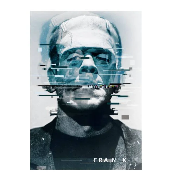 Universal Monsters Frankenstein Glitch Damen T-Shirt - Weiß