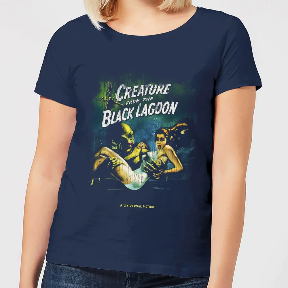 Universal Monsters Der Schrecken Vom Amazonas Vintage Poster Damen T-Shirt - Navy Blau - S Bild 1
