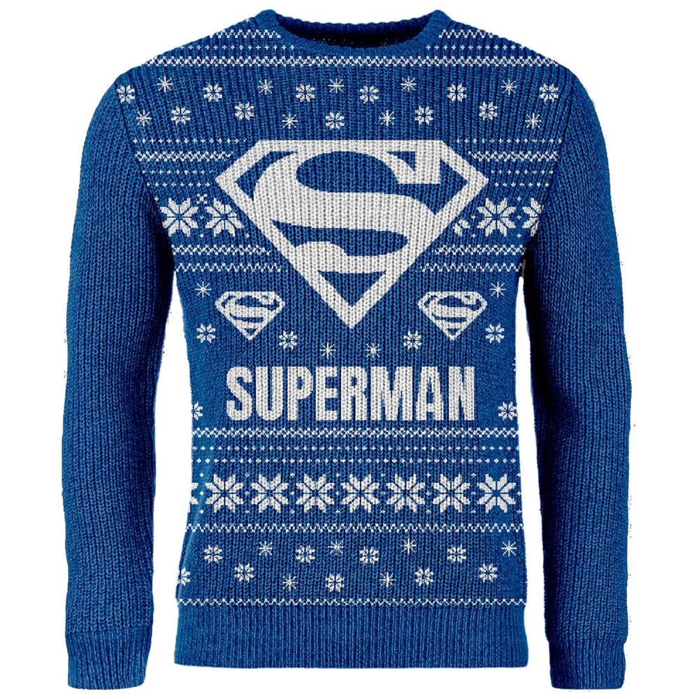 Zavvi Exclusive Superman Strick-Weihnachtspullover - Blue - S Bild 1