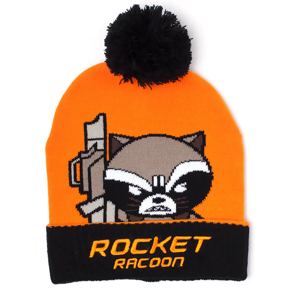 Marvel Guardians of the Galaxy Men's Kawaii Rocket Racoon Art Beanie Hat - Orange Bild 1