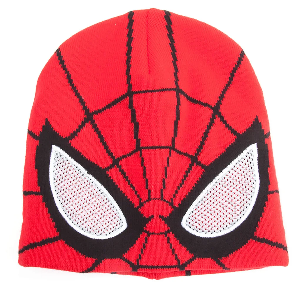 Marvel Spider-Man Men's Knitted Beanie Hat with See Through Mesh Eyes - Red Bild 1