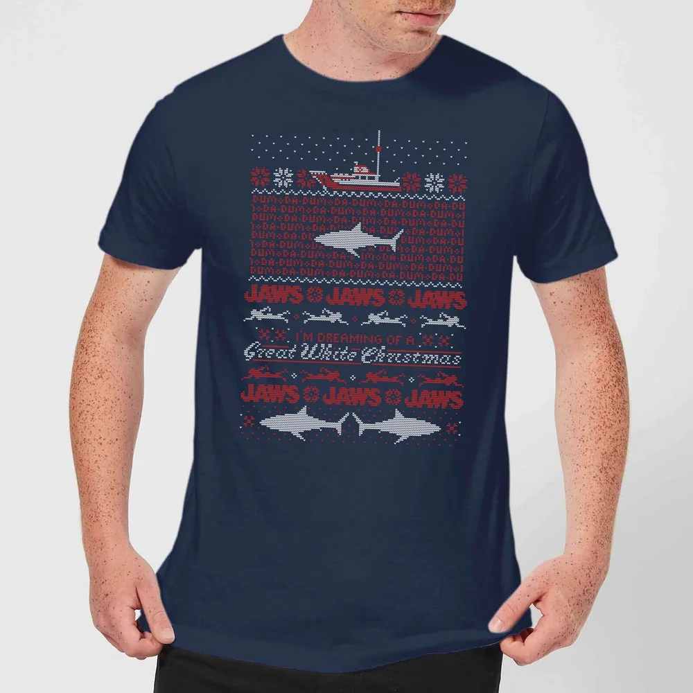 Jaws Christmas Great White Christmas Herren T-Shirt - Navy Blau - S Bild 1