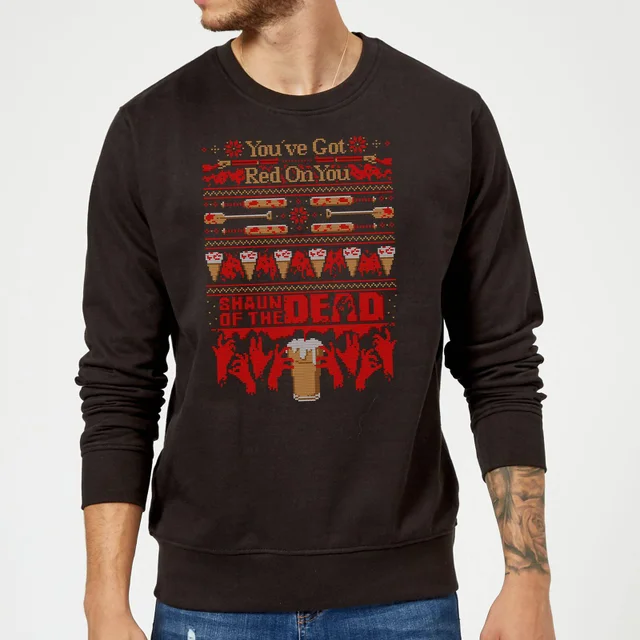Shaun Of The Dead You've Got Red On You Weihnachtspullover – Schwarz