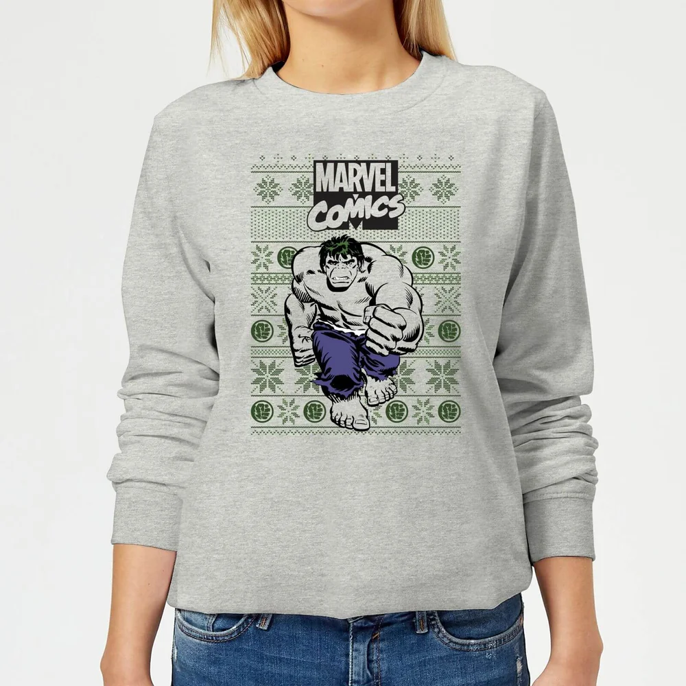 Marvel Avengers Hulk Damen Weihnachtspullover - Grau - 3XL - Grau Bild 1