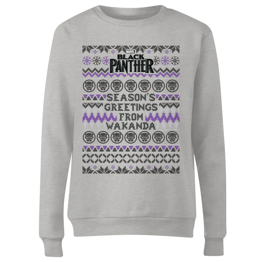 Marvel Avengers Season's Greetings From Wakanda Damen Weihnachtspullover - Grau - 3XL Bild 1