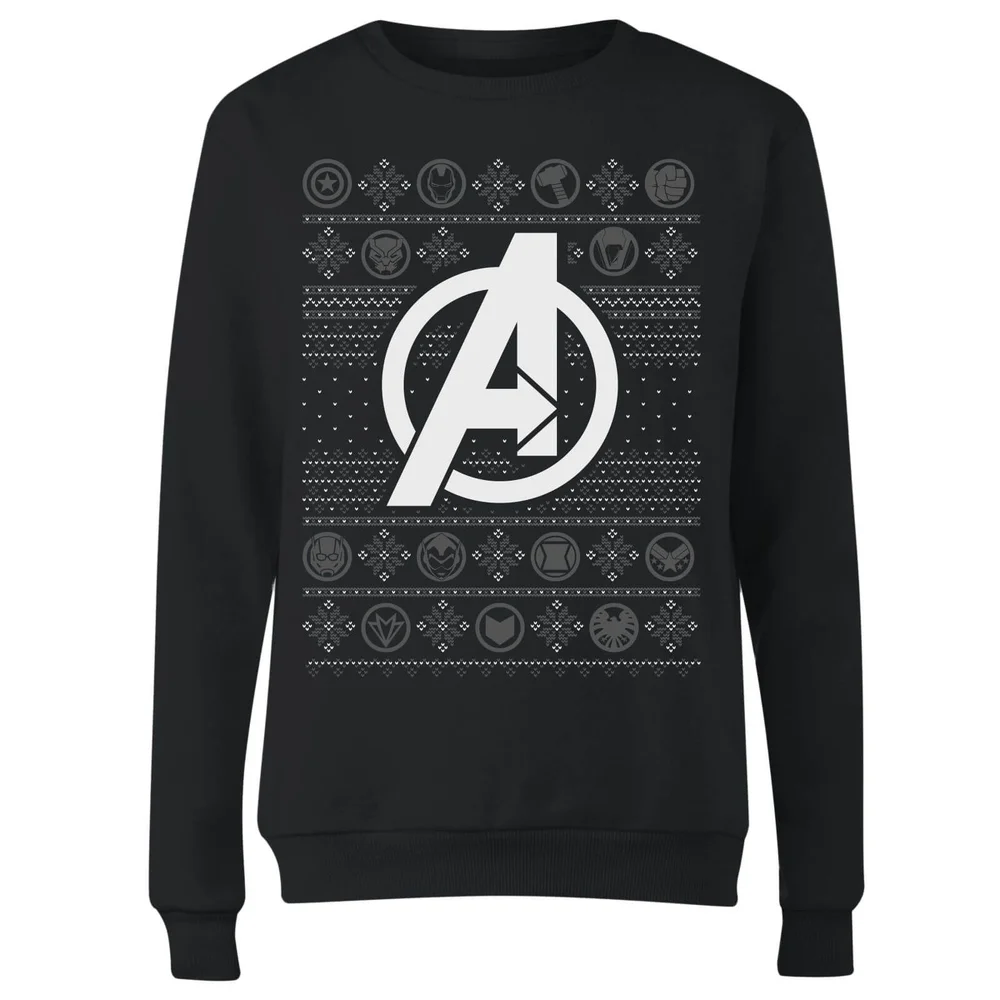 Marvel Avengers Logo Damen Weihnachtspullover – Schwarz - XS Bild 1