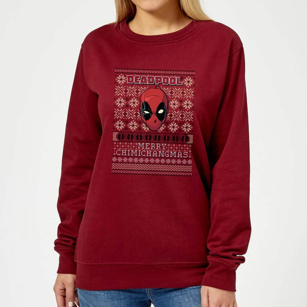 Marvel Deadpool Damen Weihnachtspullover – Burgund - XS Bild 1