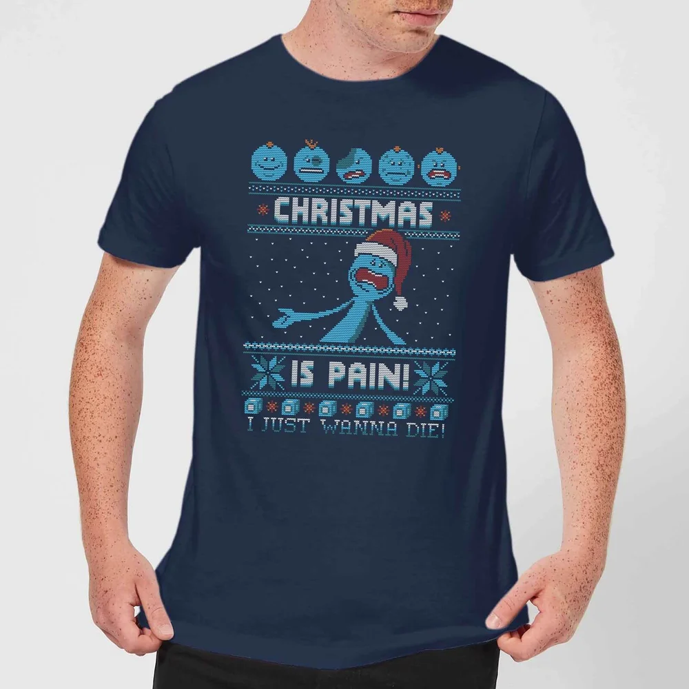 Rick and Morty Christmas Mr Meeseeks Pain Herren T-Shirt - Navy Blau - S Bild 1