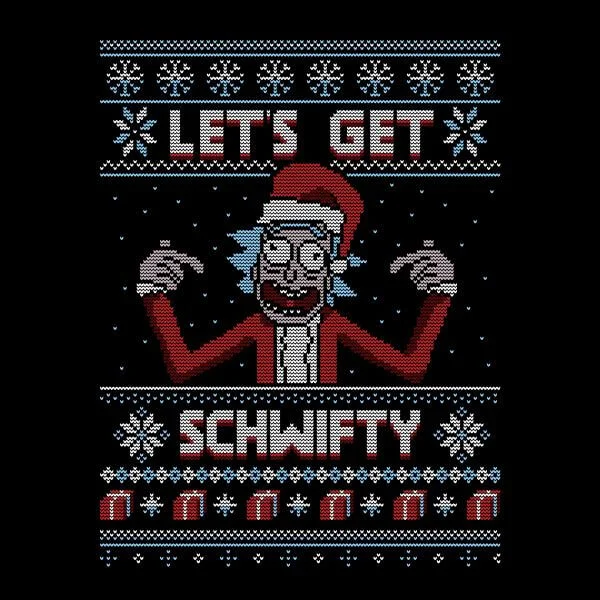 Rick and Morty Christmas Let's Get Schwifty Damen T-Shirt - Schwarz