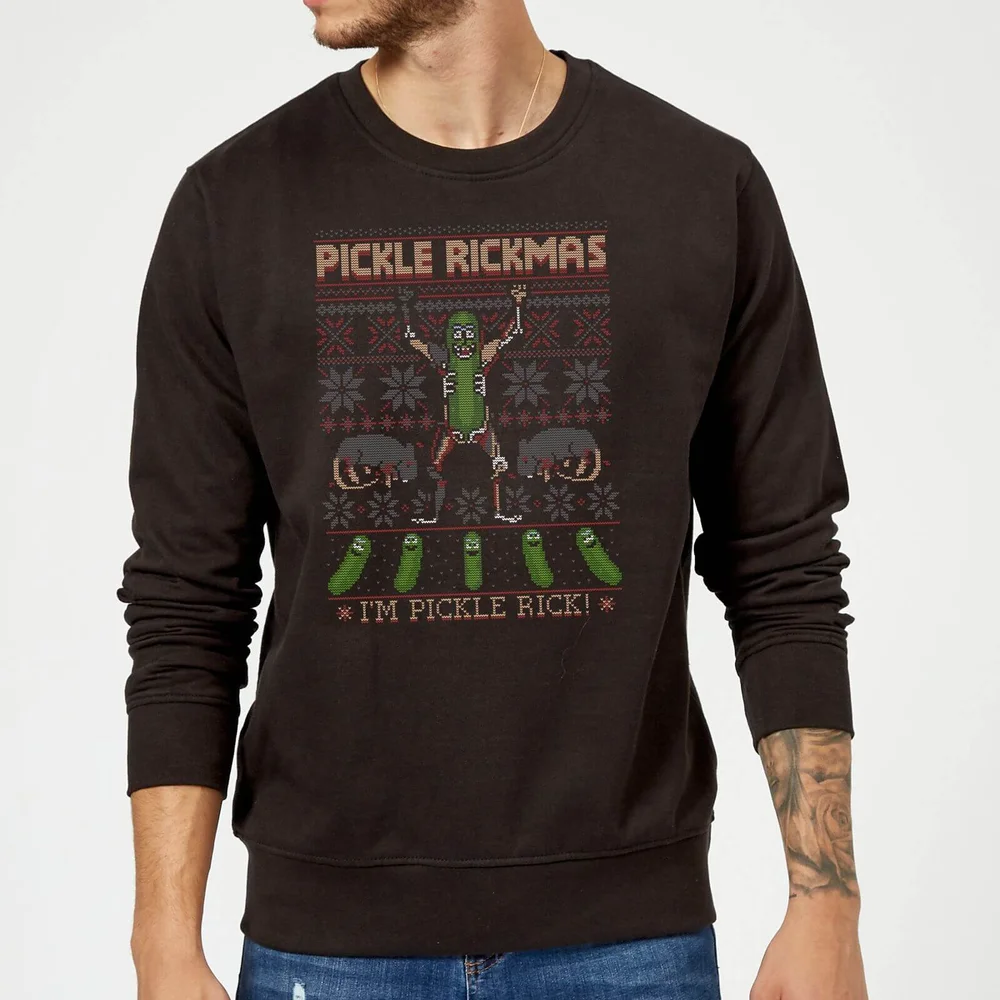 Rick and Morty Pickle Rick Weihnachtspullover – Schwarz - S Bild 1